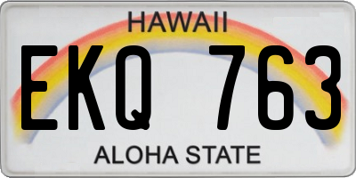 HI license plate EKQ763