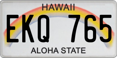 HI license plate EKQ765