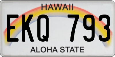 HI license plate EKQ793