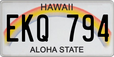 HI license plate EKQ794