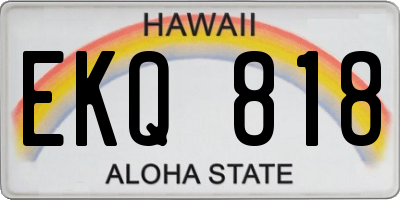 HI license plate EKQ818