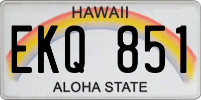 HI license plate EKQ851