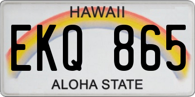 HI license plate EKQ865