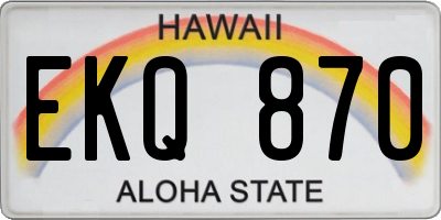 HI license plate EKQ870
