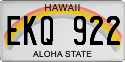 HI license plate EKQ922