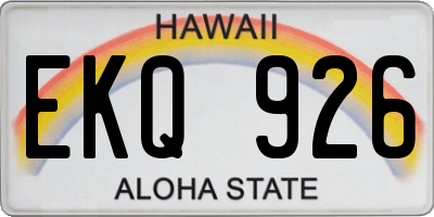 HI license plate EKQ926
