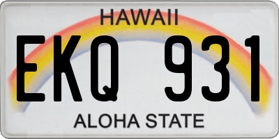 HI license plate EKQ931
