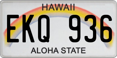 HI license plate EKQ936