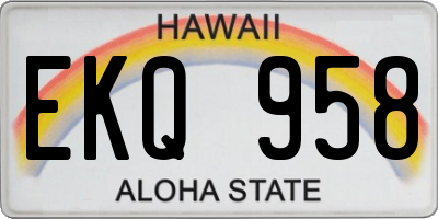 HI license plate EKQ958