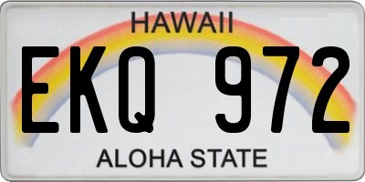 HI license plate EKQ972