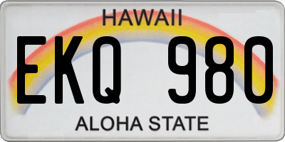 HI license plate EKQ980