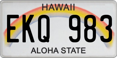 HI license plate EKQ983