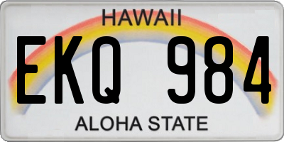 HI license plate EKQ984