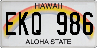 HI license plate EKQ986