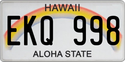 HI license plate EKQ998
