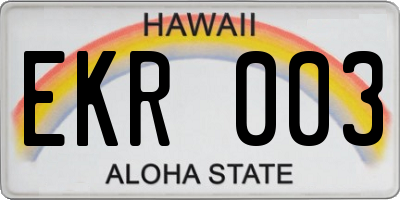 HI license plate EKR003