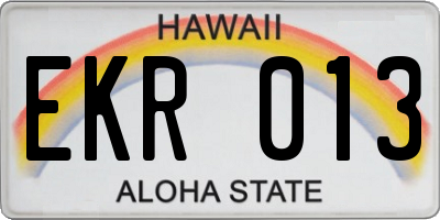 HI license plate EKR013