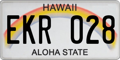 HI license plate EKR028
