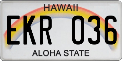 HI license plate EKR036