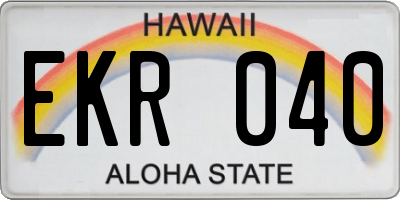 HI license plate EKR040