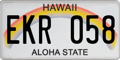 HI license plate EKR058