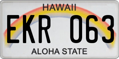 HI license plate EKR063