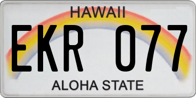 HI license plate EKR077