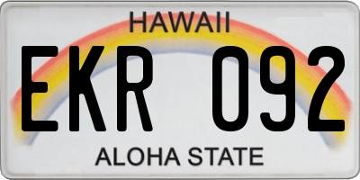 HI license plate EKR092