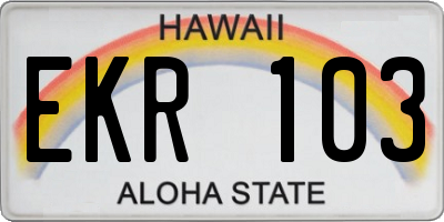 HI license plate EKR103