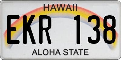 HI license plate EKR138
