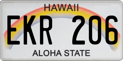 HI license plate EKR206