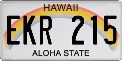 HI license plate EKR215