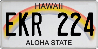 HI license plate EKR224