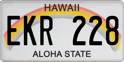 HI license plate EKR228