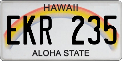 HI license plate EKR235