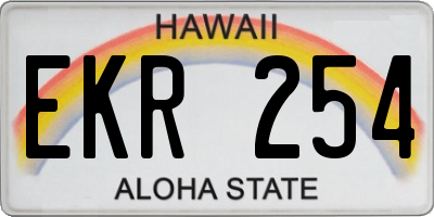 HI license plate EKR254