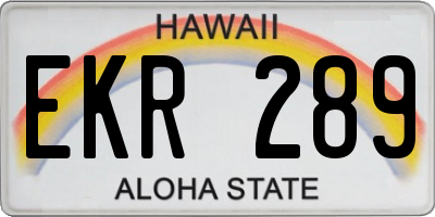 HI license plate EKR289