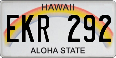 HI license plate EKR292