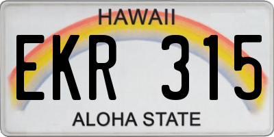 HI license plate EKR315