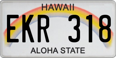 HI license plate EKR318