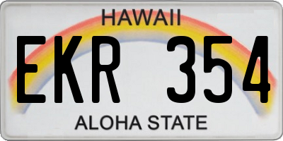 HI license plate EKR354