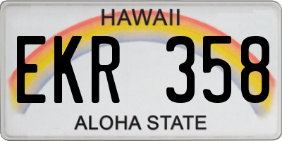 HI license plate EKR358