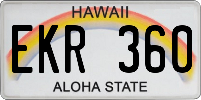 HI license plate EKR360