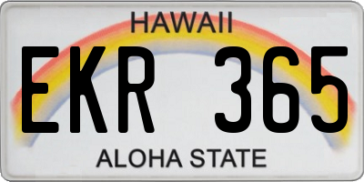 HI license plate EKR365