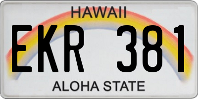 HI license plate EKR381