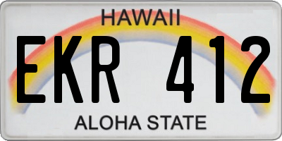 HI license plate EKR412
