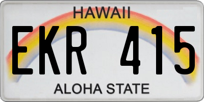 HI license plate EKR415