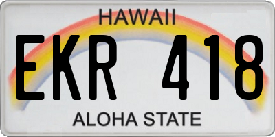 HI license plate EKR418