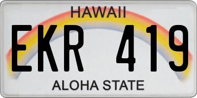 HI license plate EKR419