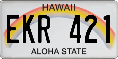 HI license plate EKR421